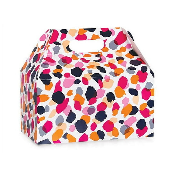 Pack of 6, Jungle Spots Gable Box, 9.5x5x5" for Food Service, Party Favors and Promotional Packaging