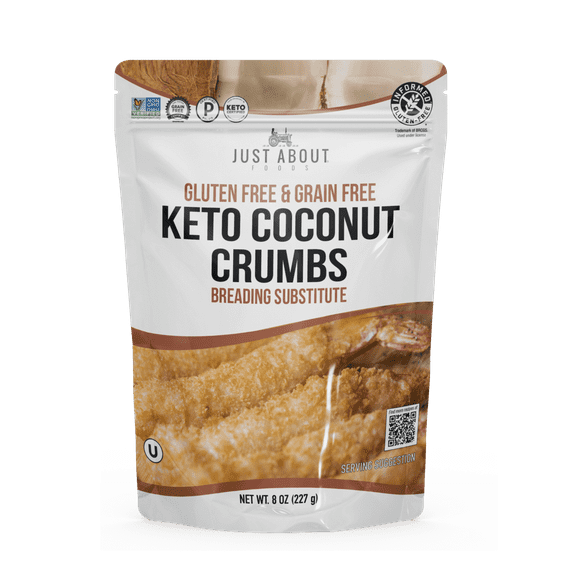 (Pack of 6), Just About Foods Gluten & Grain Free Keto Coconut Crumbs, 8 oz