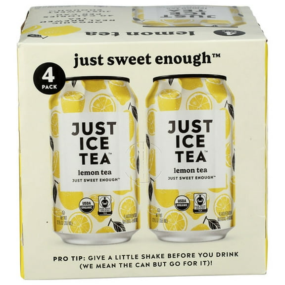 Pack of 6 Just Ice Tea Black Lemon Organic 4 Pack 48 oz