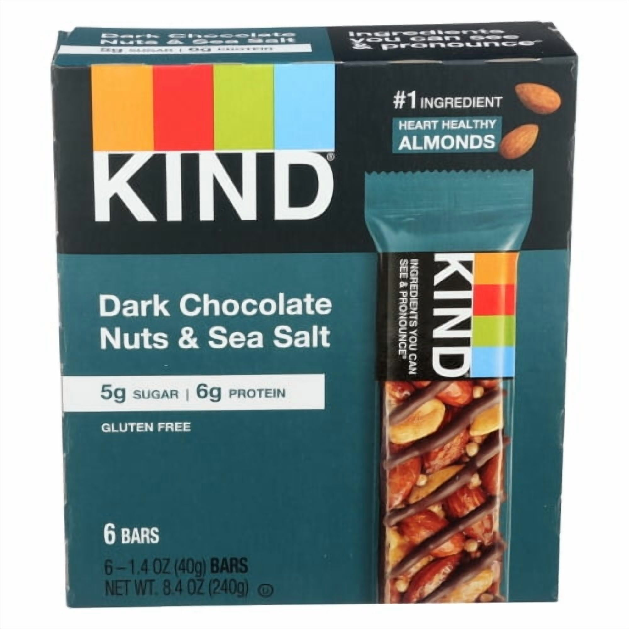 (Pack of 6) KIND Bar Dark Chocolate Nuts & Sea Salt 8.4 Oz