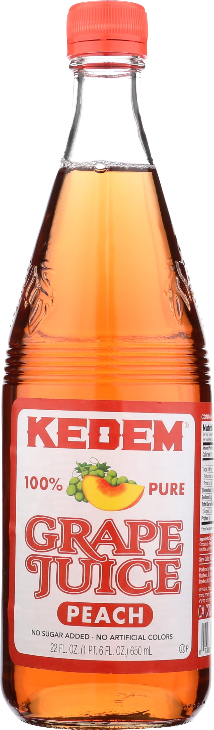 Pack of 6, Kedem Peach Grape Juice, 22 fl oz