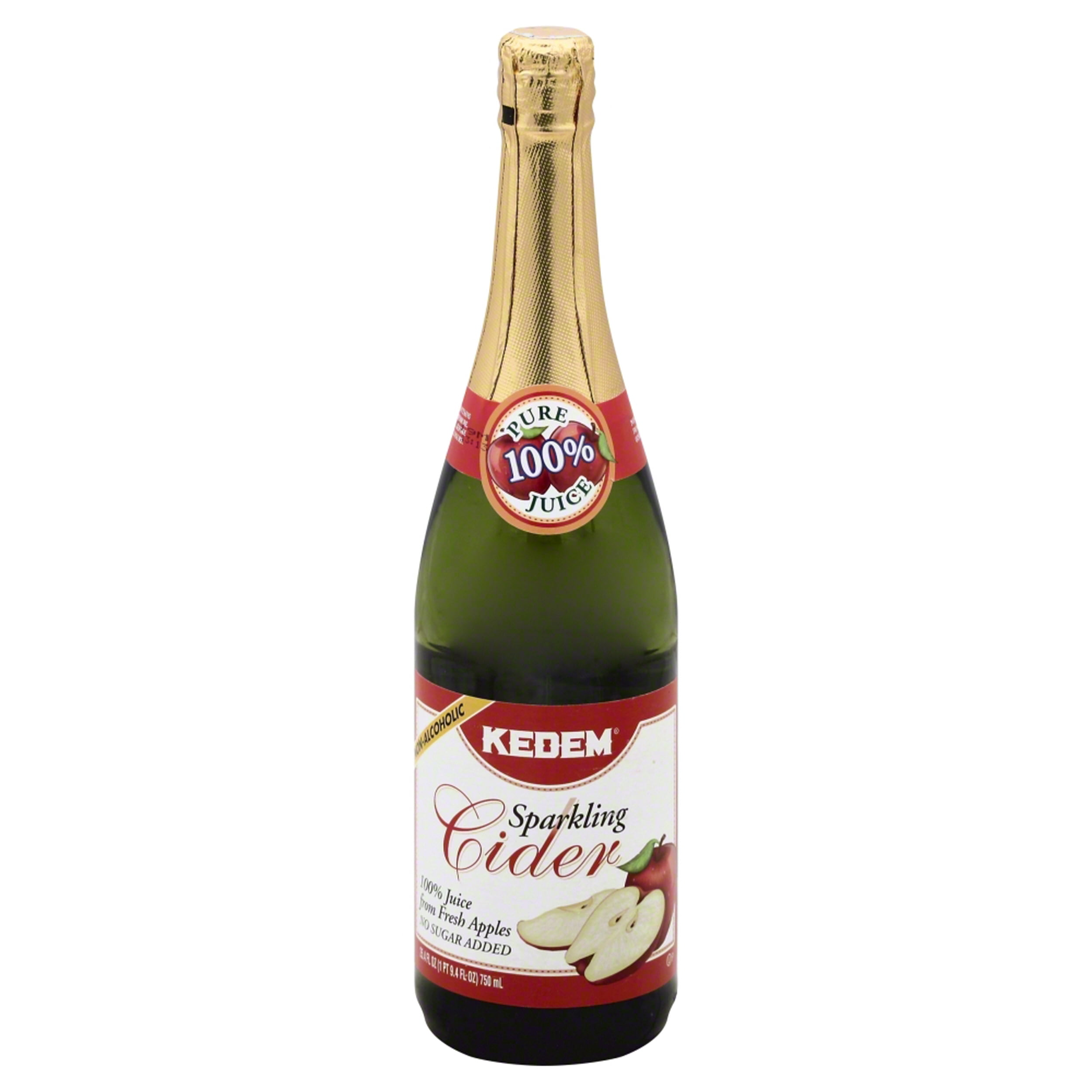 Pack of 6, Kedem Sparkling Cider 100% Apple Juice, Non-Alcoholic, 25.4 fl oz
