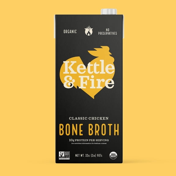 Pack of 6, Kettle And Fire Classic Chicken Bone Broth, 32 fl oz