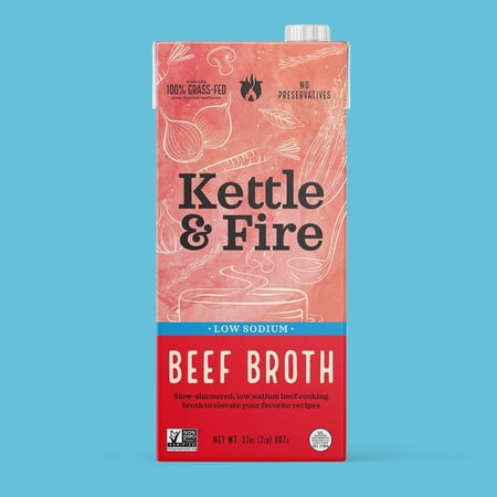 Pack of 6, Kettle And Fire Low Sodium Beef Cooking Broth, 32 fl oz