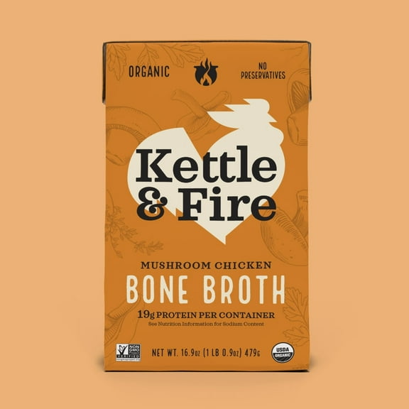 Pack of 6, Kettle And Fire Mushroom Chicken Bone Broth, 16.9 oz