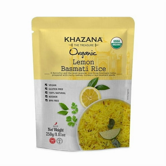 (Pack of 6), Khazana Organic Lemon Basmati Rice, 8.81 oz
