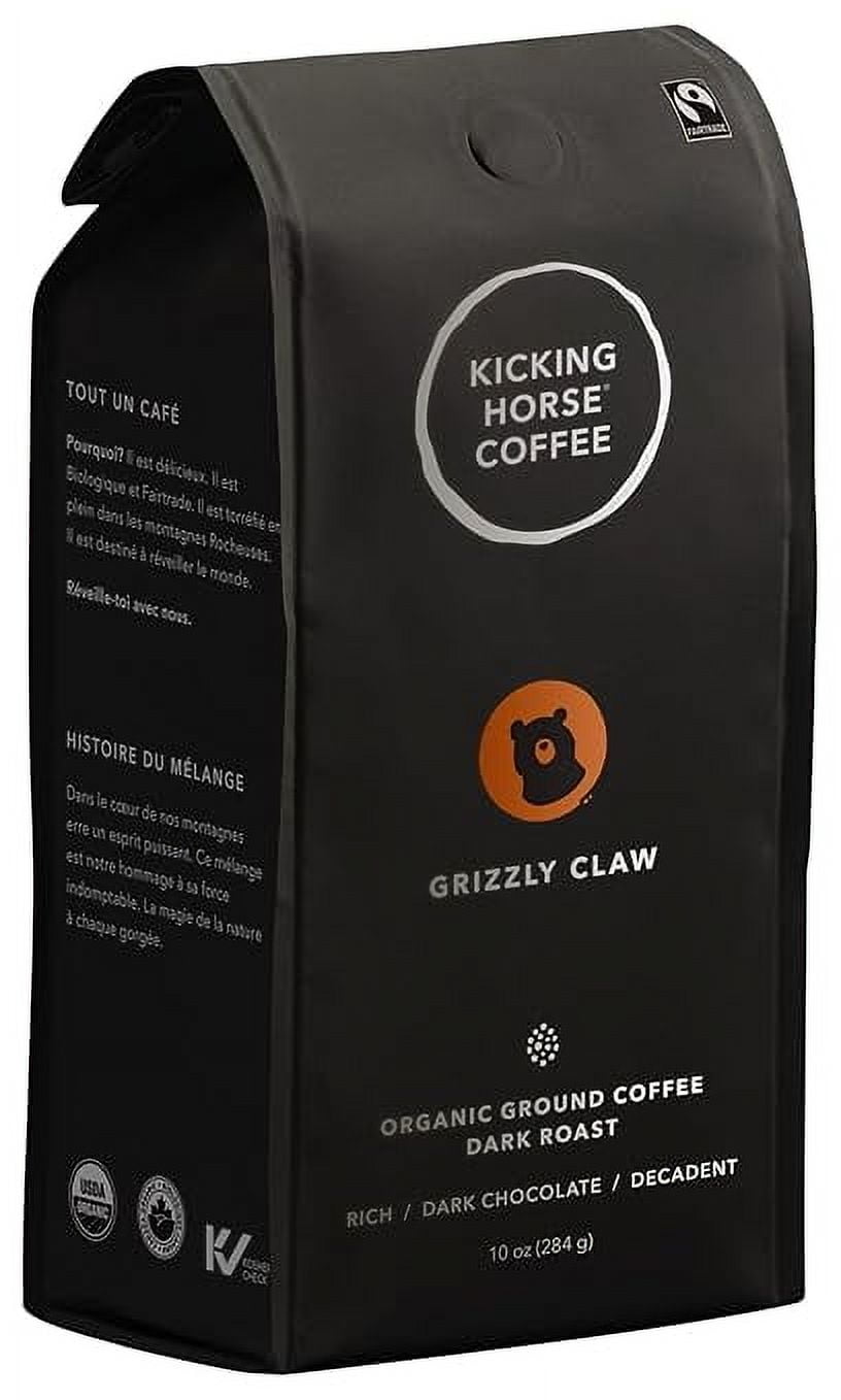 Pack of 6, Kicking Horse Grizzly Claw Dark Roast Bean Coffee, 10 oz