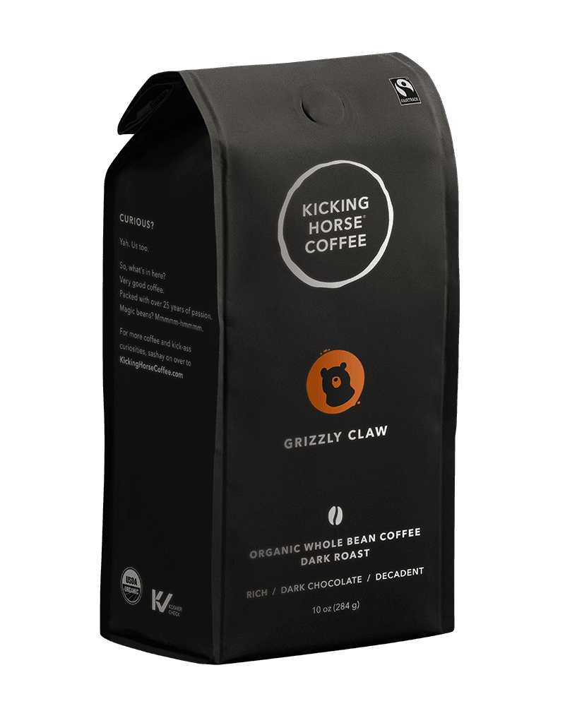Pack of 6, Kicking Horse Grizzly Claw Dark Roast Whole Bean Coffee, 10 oz
