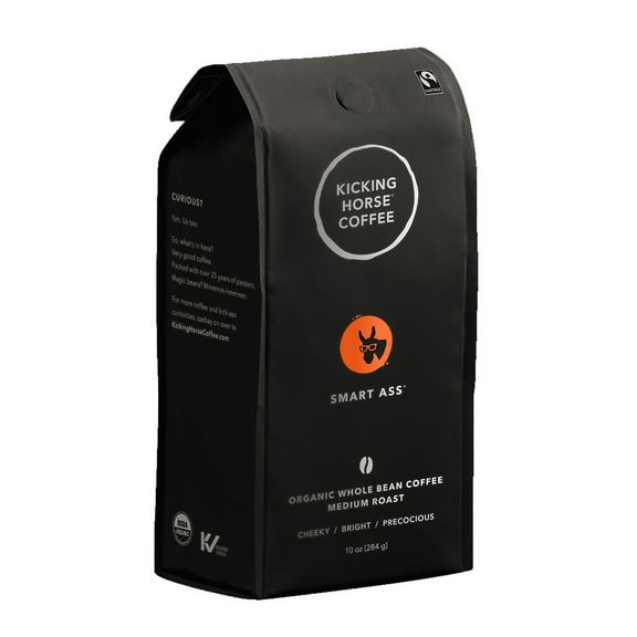 Pack of 6, Kicking Horse Smart Ass Medium Roast Whole Bean Coffee, 10 oz