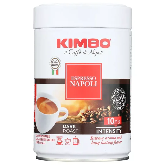 (Pack of 6) Kimbo Dark Roast Espresso Napoli Ground Coffee, 8.8 oz