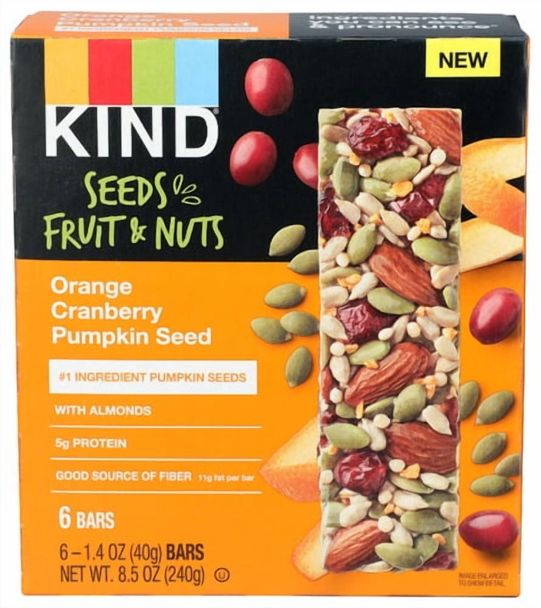 (Pack of 6) Kind Bar Orange Cb Pumpkin Seed 8.5 Oz