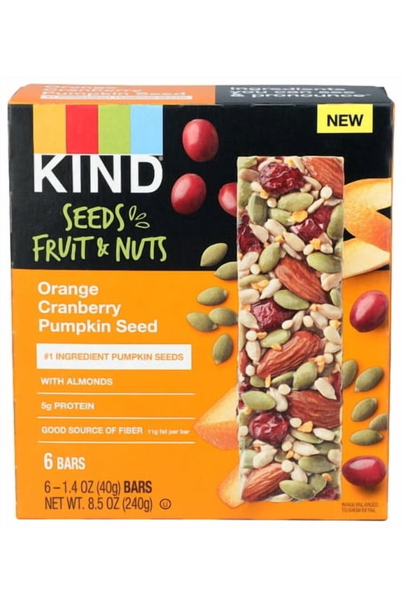 (Pack of 6) Kind Bar Orange Cb Pumpkin Seed 8.5 Oz