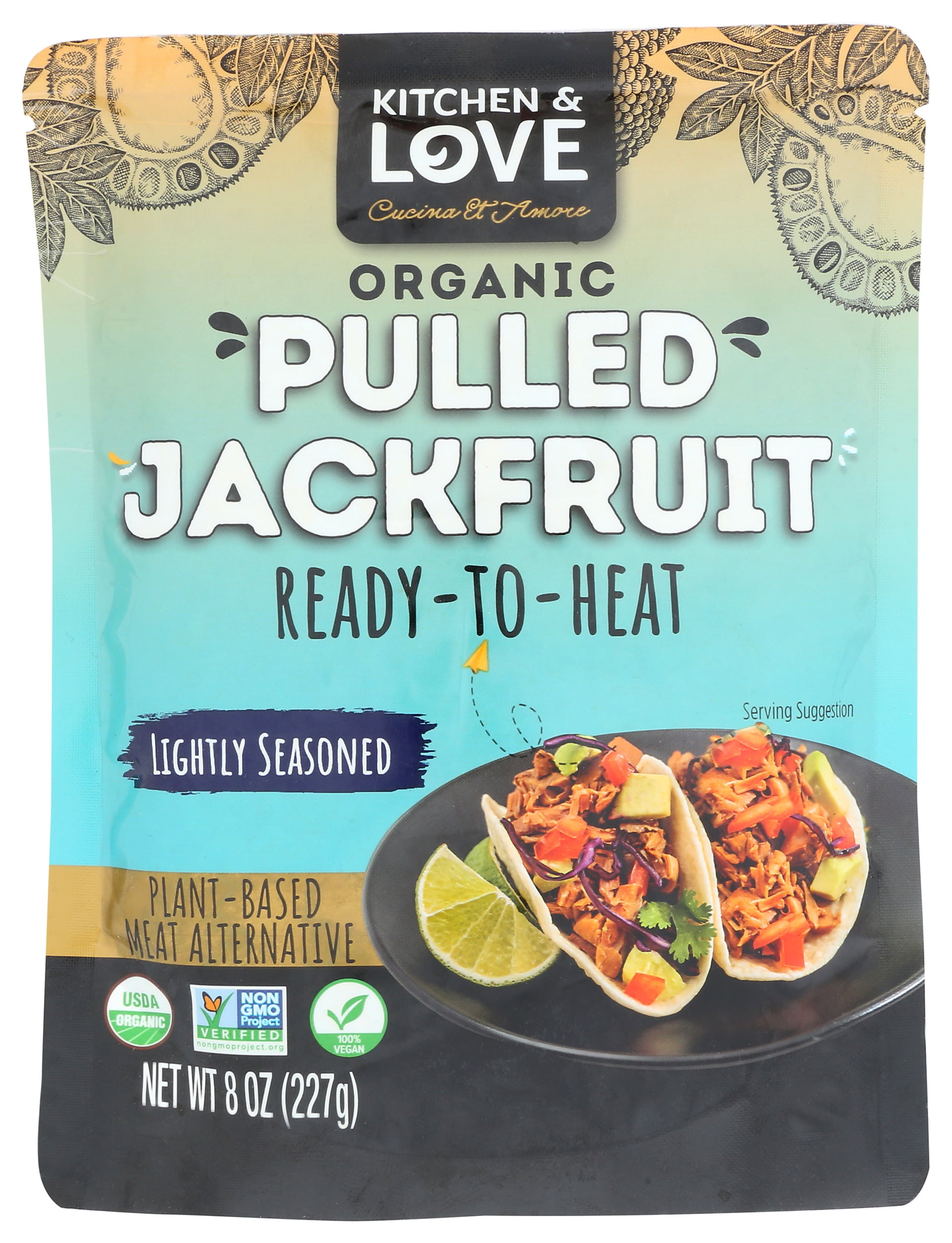 Pack of 6, Kitchen And Love Lightly Seasoned Organic Pulled Jackfruit, 8 oz