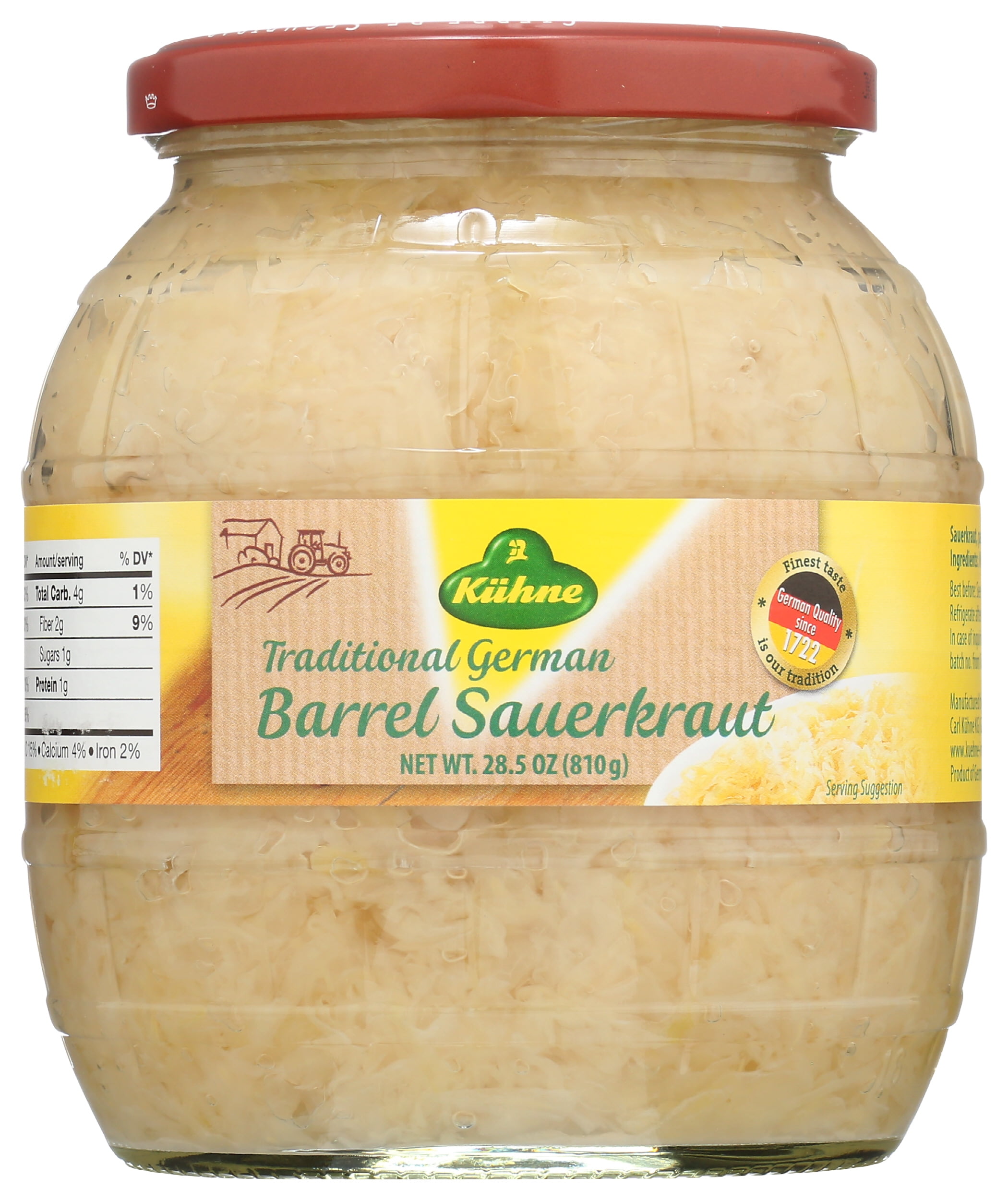 Pack of 6, Kuhne Barrel Sauerkraut, 28.5 oz