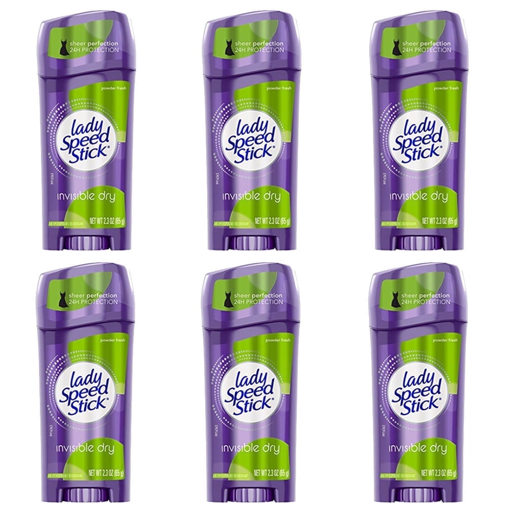 Pack of (6) Lady Speed Stick Invisible Dry Deodorant Powder Fresh for Women - 2.3 oz Deodorant Stick