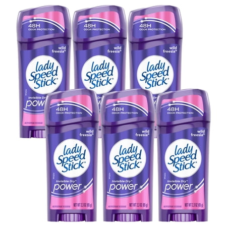 Pack of (6) Lady Speed Stick Invisible Dry Power Antiperspirant Deodorant, Wild Freesia, 2.3 Oz