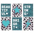 thumbnail image 1 of Pack of 6 Leopard Pattern and Bold Shapes Turquoise and Purple Beautiful Bright Strong Typography Unframed Wall Art Living Room Prints Set, 1 of 5