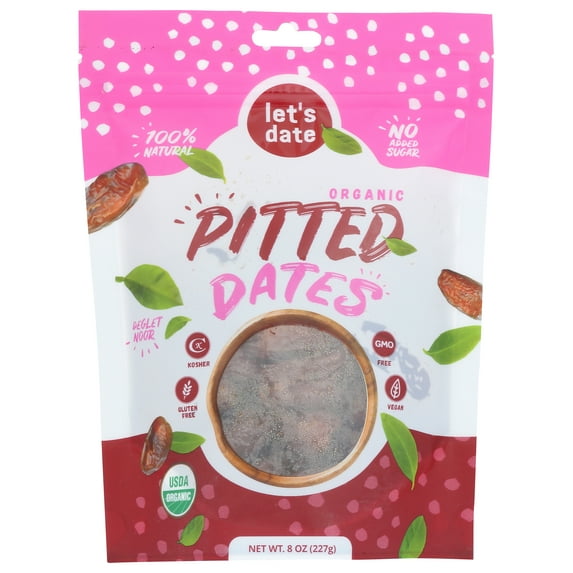 Pack of 6, Lets Date Organic Pitted Dates, 8 oz