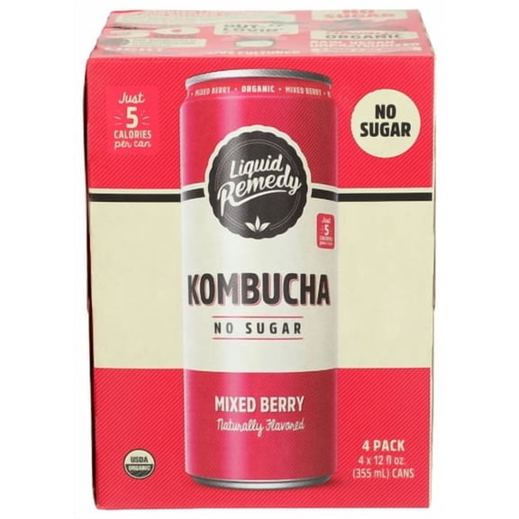 (Pack of 6) Liquid Remedy Kombucha Mixed Berry 4-Pack Organic 48 Fo