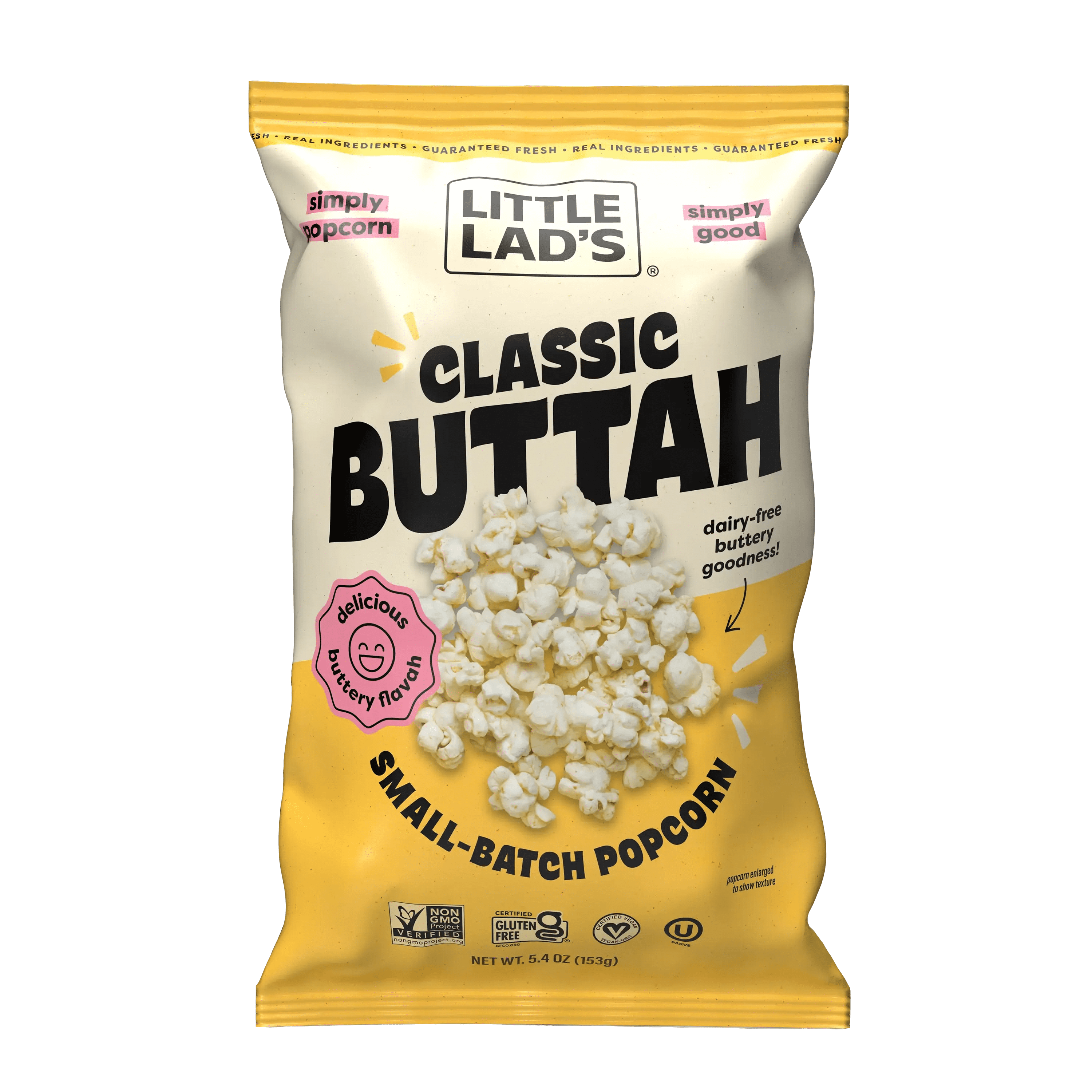 Pack of 6, Little Lads Classic Buttah Popcorn, 5.4 oz