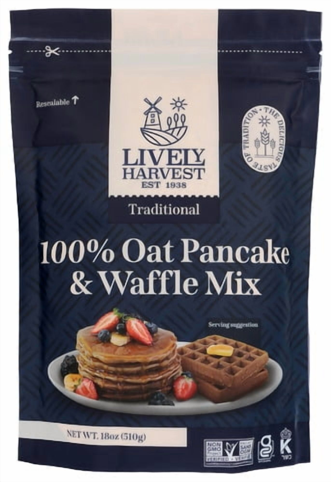 (Pack of 6) Lively Harvest Mix Oat Pancake Waffle Traditional 18 Oz
