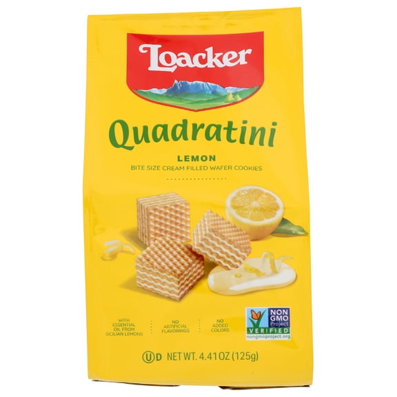 Pack of 6, Loacker Quadratini Lemon Wafer Cookies, 4.41 oz