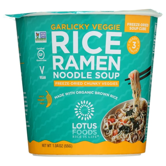 Pack of 6, Lotus Foods Garlicky Veggie Rice Ramen Noodle Soup, 1.94 oz