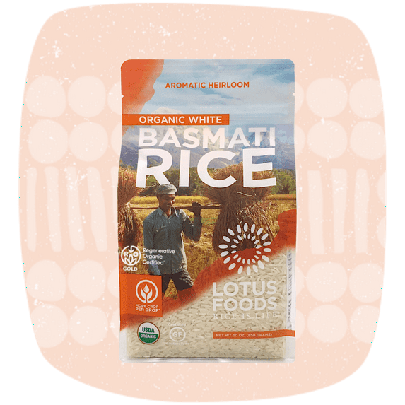 Pack of 6, Lotus Foods Regenerative Organic White Basmati Rice, 30 oz