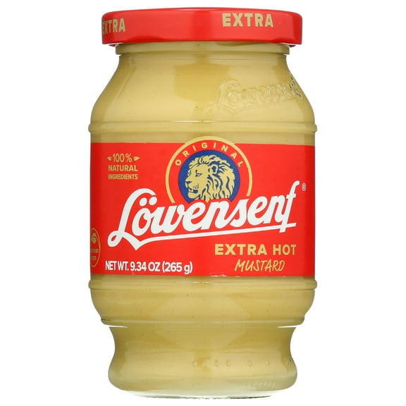 Pack of 6, Lowensenf Extra Hot Mustard, 9.3 oz