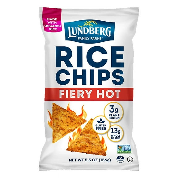 Pack of 6, Lundberg Family Farms Fiery Hot Rice Chips, 5.5 oz
