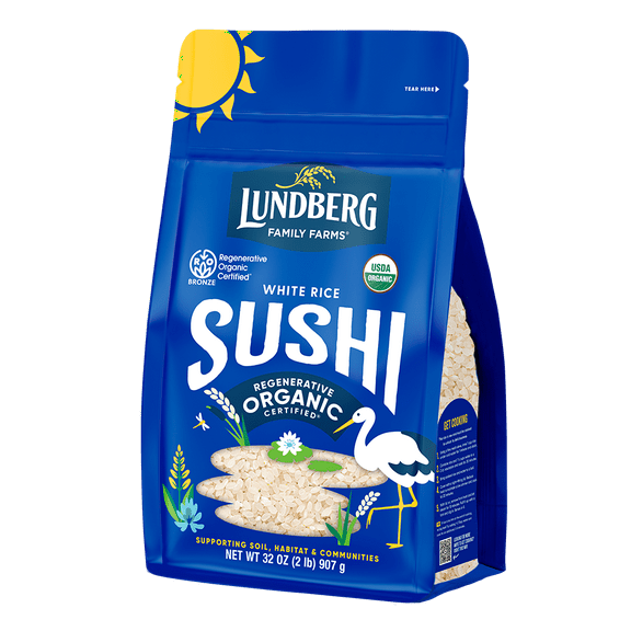 Pack of 6, Lundberg Family Farms Regenerative Organic Certified Sushi Rice, 32 oz