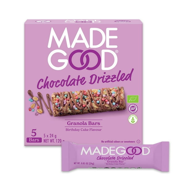 Pack of 6, Madegood Birthday Cake Drizzled Granola Bars, 4.25 oz