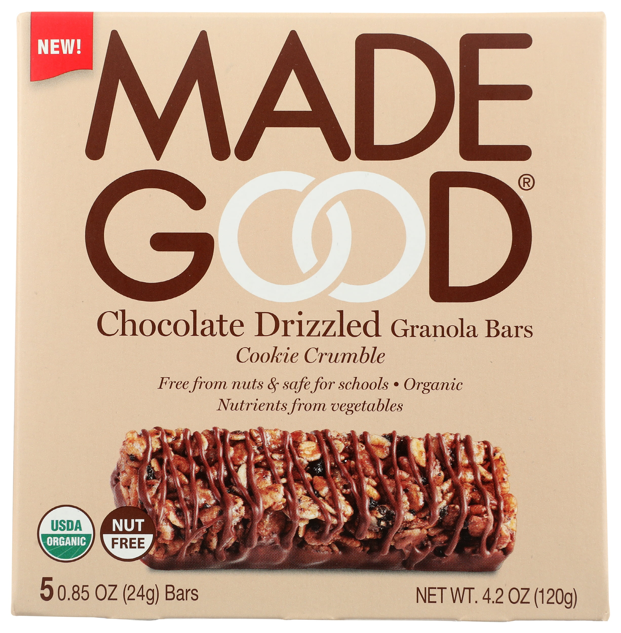 Pack of 6, Madegood Chocolate Drizzled Granola Bars, 4.2 oz