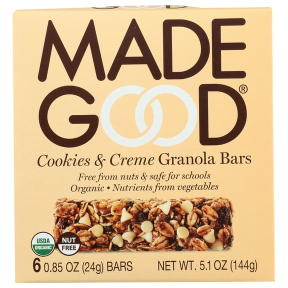 Pack of 6, Madegood Cookies & Crme Granola Bars, 5.1 oz