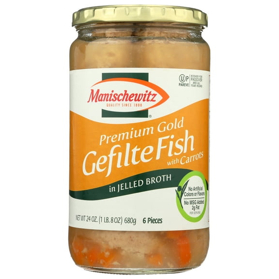 Pack of 6, Manischewitz Premium Gold Gefilte Fish Jelled, 24 oz
