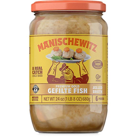Pack of 6, Manischewitz Premium Gold Gefilte Fish Jelled, 24 oz