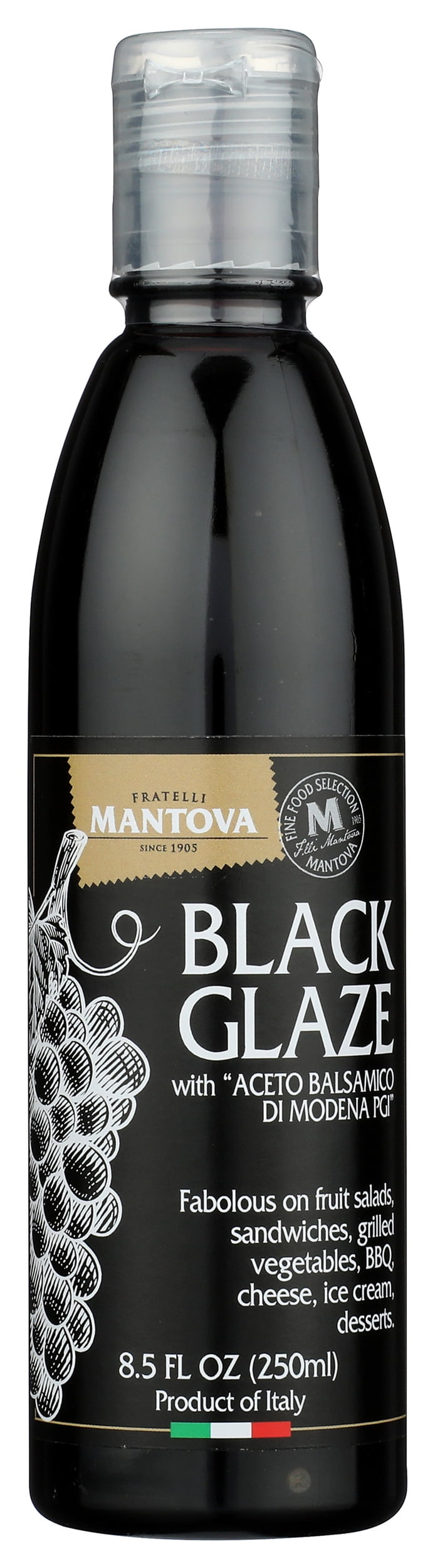 Pack of 6, Mantova Black Glaze Balsamic Vinegar, 8.5 fl oz