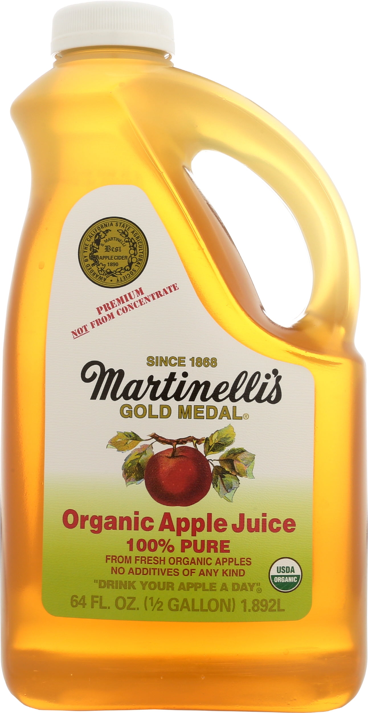 Pack of 6, Martinelli Organic 100% Pure Apple Juice, 64 fl oz