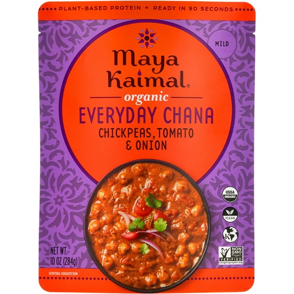 (Pack of 6), Maya Kaimal Organic Everyday Chana - Chickpeas, Tomato & Onion, 10 oz