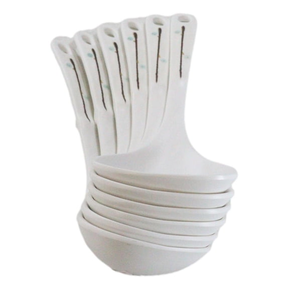 Pack of 6 Melamine Yukino Hana Soup Gravy Stew Ladle Soup Spoons With Notch 8"L