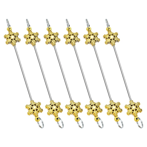 Pack of 6 Metal Snowflake Ornament Bead Crafts for Christmas Tree Holiday Homes Party Decoration