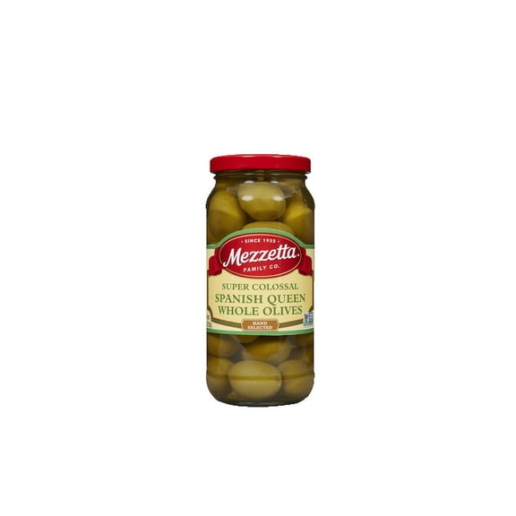 Pack of 6, Mezzetta Super Colossal Spanish Queen Whole Olives, 10 oz