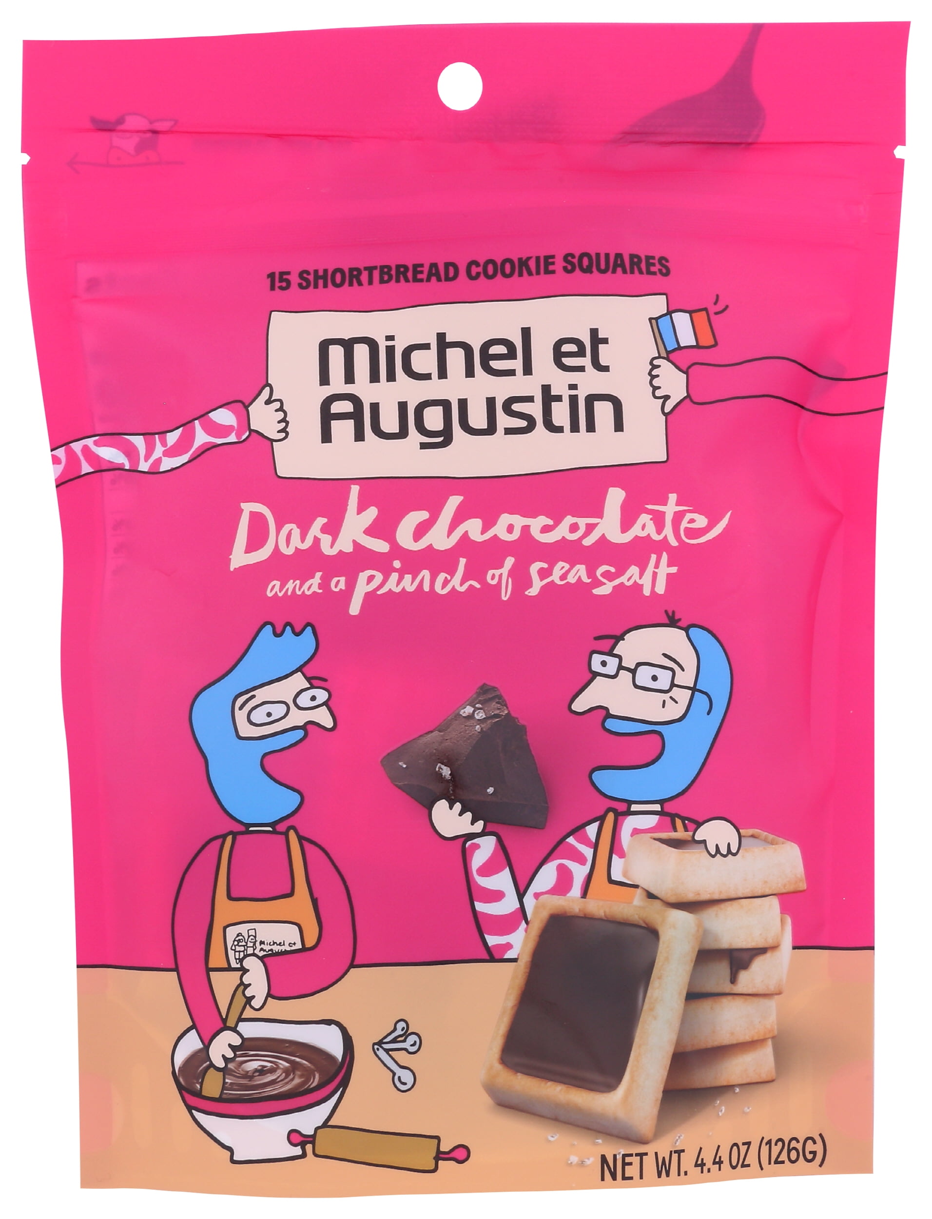 (Pack of 6), Michel et Augustin Dark Chocolate with Sea Salt Shortbread Cookies, 4.4 oz