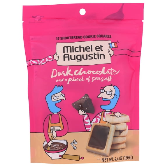 (Pack of 6), Michel et Augustin Dark Chocolate with Sea Salt Shortbread Cookies, 4.4 oz