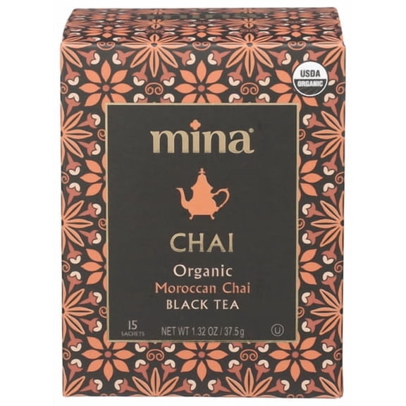 Pack of 6 Mina Organic Black Moroccan Chai Tea 15 ea
