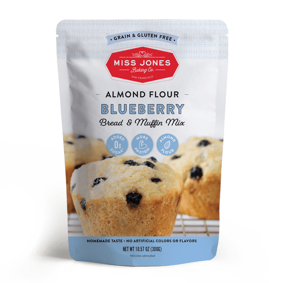 Pack of 6, Miss Jones Baking Co Almond Flour Blueberry Muffin Mix, 10.57 oz