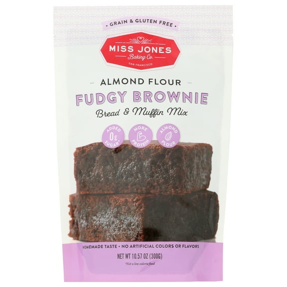 Pack of 6, Miss Jones Baking Co Almond Flour Fudgy Brownie Bread & Muffin Mix, 10.57 oz