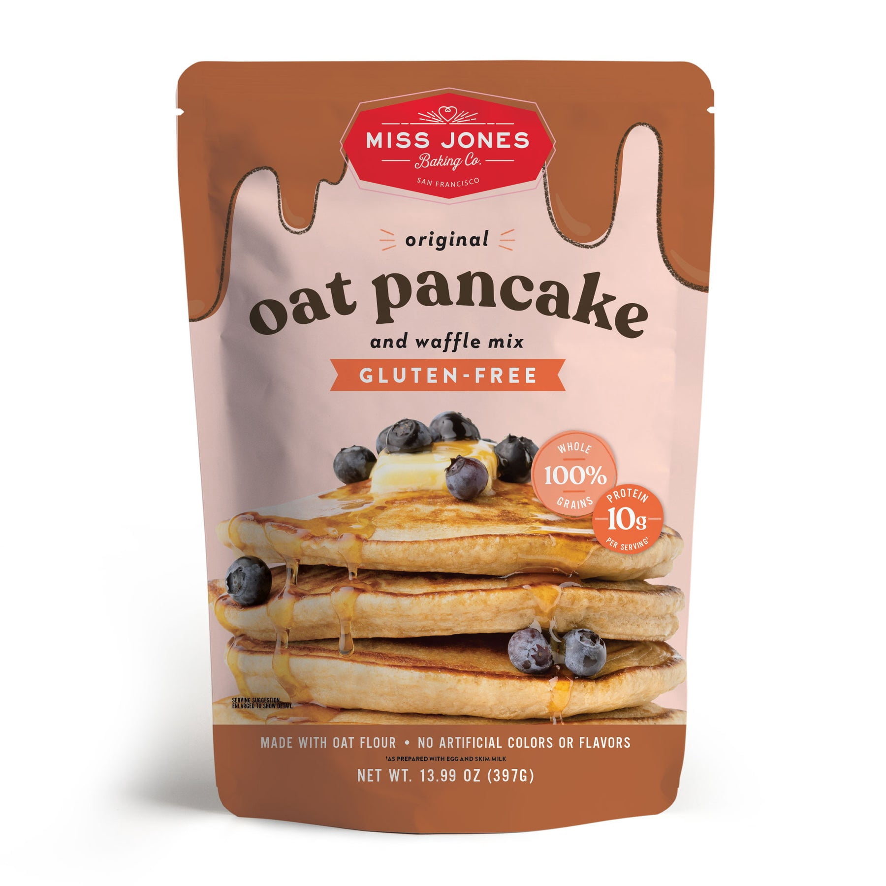 Pack of 6, Miss Jones Baking Co Gluten-Free Original Oat Pancake Mix, 13.99 oz
