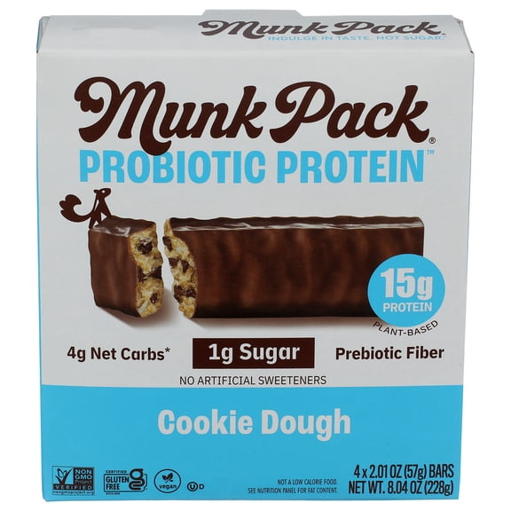 (Pack of 6) Munk Pack Protein Cookie Dough Bar 4 Pack 8.04 oz