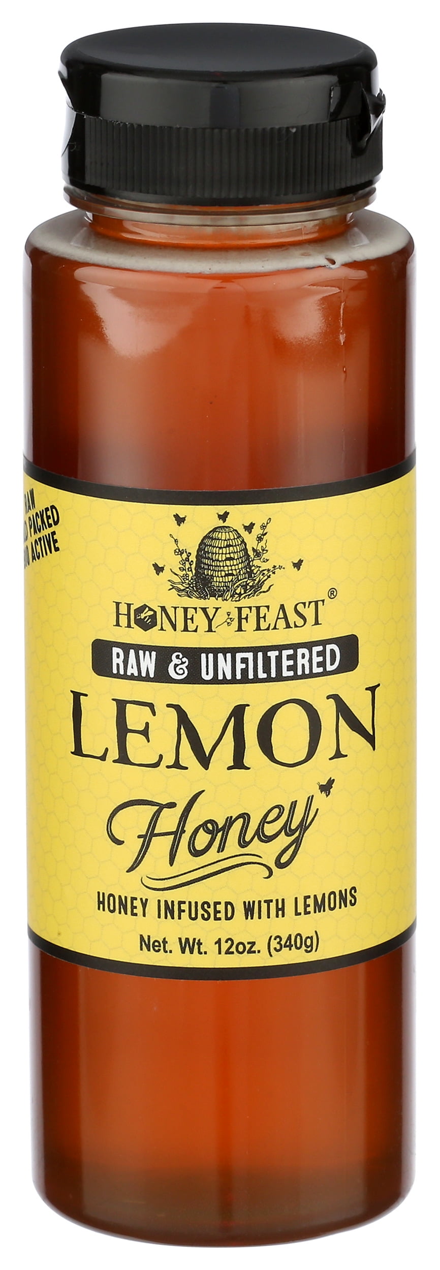 Pack of 6, NHoney Feast Raw Unfiltered Honey Infused with Florida Organic Lemon Zest, 12 oz